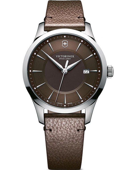 Victorinox Victorinox 241805  241805 кварцевые мужские часы коричневый циферблат, браслет кожаный — вид спереди