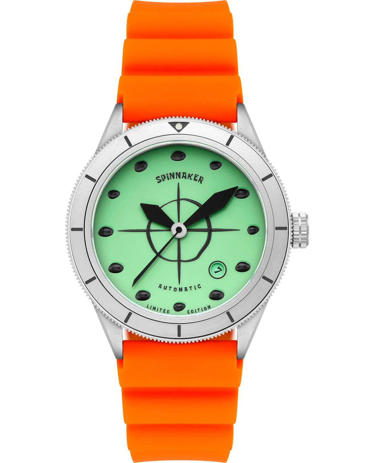Spinnaker Spinnaker Cahill SP-5142-01  SP-5142-01 механические мужские часы зеленый циферблат, браслет каучук — вид спереди